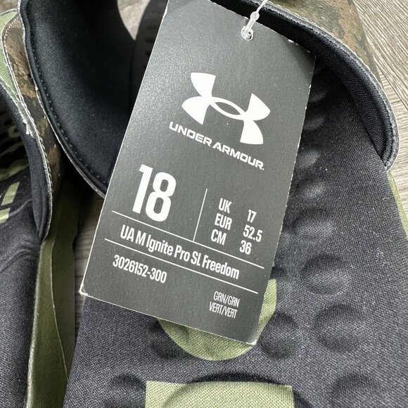 UA M Ignite Pro SL Freedom Men's size 18 Olive Green Slides - Picture 7 of 8